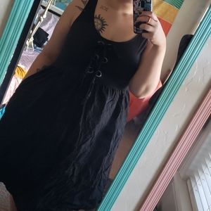 Black cotton midi dress